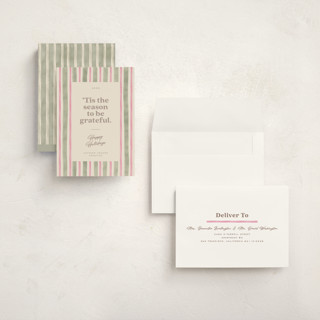 This is a winter rose holiday photo cards with standard by Creo Study called preppy gratitude printing on signature in grand