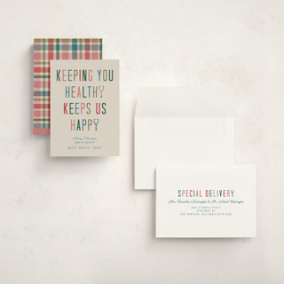 This is a cheerful holiday photo cards with standard by Deborah Chou called healthy and happy printing on signature in grand