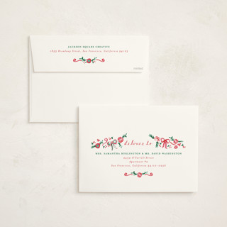 This is a ivory holiday photo cards with standard by Sarah Rosenthal called decked in gratitude printing on signature in grand