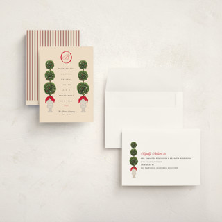 This is a berry holiday photo cards with standard by Jennifer Lew called holiday topiary printing on signature in grand