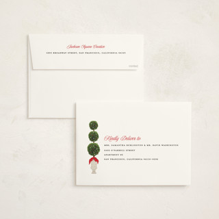 This is a berry holiday photo cards with standard by Jennifer Lew called holiday topiary printing on signature in grand