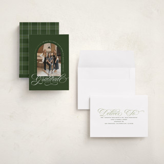 This is a spruce holiday photo cards with standard by Owl and Toad called archway printing on signature in grand