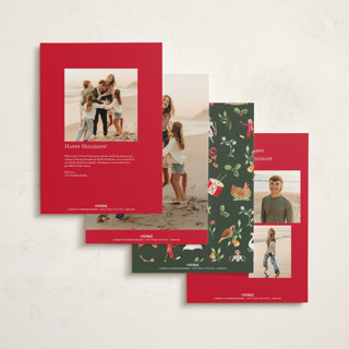 This is a cranberry holiday photo cards with standard by Sarah Knight called 12 days of christmas stamps printing on signature in grand
