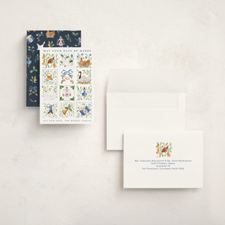 This is a goose egg holiday photo cards with standard by Sarah Knight called 12 days of christmas stamps printing on signature in grand