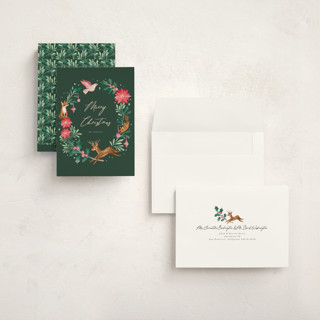 This is a forest holiday photo cards with standard by Vivian Yiwing called woodland wreath printing on signature in grand