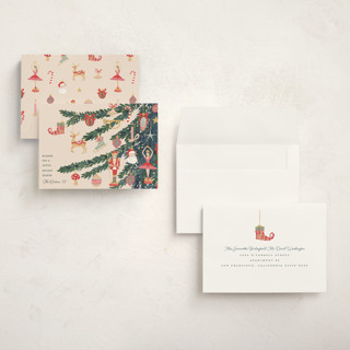 This is a champagne holiday photo cards with standard by Teju Reval called fun ornaments printing on signature in grand