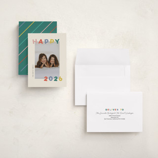 This is a fruitcake holiday photo cards with standard by Sarah Hawkins Designs called dancing happy printing on recycled smooth signature in grand