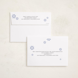 This is a periwinkle holiday photo cards with standard by Annie Chan called endless joy printing on signature in grand