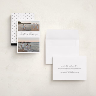 This is a snowcap holiday photo cards with standard by Pixel and Hank called three blessings printing on recycled smooth signature in grand