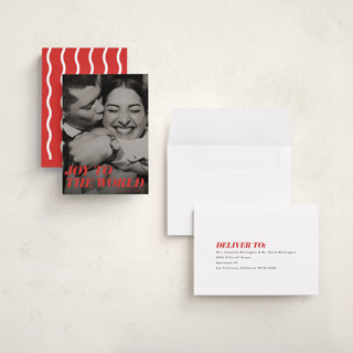 This is a candy cane holiday photo cards with standard by Emily Sabol Goss called cheery printing on signature in grand