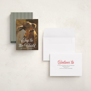 This is a snow holiday photo cards with standard by Jackie Crawford called vintage joy printing on recycled smooth signature in grand