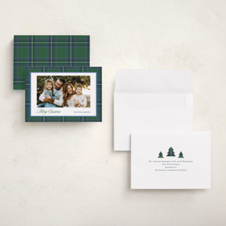 This is a evergreen holiday photo cards with standard by Cindy Reynolds called navy baby printing on recycled smooth signature in grand