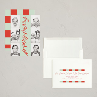 This is a mint holiday photo cards with standard by Alicia Schultz called the merriest bunch printing on recycled smooth signature in grand