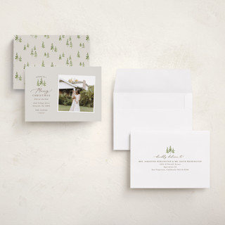 This is a slate holiday photo cards with standard by Everett Paper Goods called little pines printing on recycled smooth signature in grand