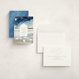 This is a indigo holiday photo cards with standard by Eve Schultz called winter pastoral printing on signature in grand