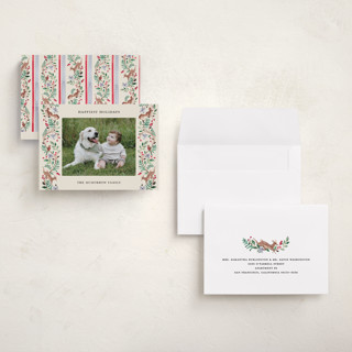 This is a cranberry holiday photo cards with standard by Sarah Knight called highlands printing on recycled smooth signature in grand