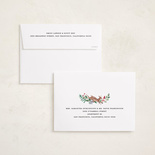 This is a cranberry holiday photo cards with standard by Sarah Knight called highlands printing on recycled smooth signature in grand