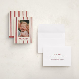 This is a berry holiday photo cards with standard by Christy Hy Lee called painted lines printing on signature in grand