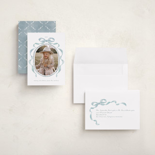 This is a jack frost holiday photo cards with standard by Susan Zinader called whimsical bow printing on recycled smooth signature in grand