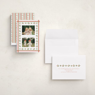 This is a rosy holiday photo cards with standard by Elsa Duncan called little floral border printing on recycled smooth signature in grand