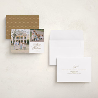 This is a candlelight holiday photo cards with standard by Carolyn MacLaren called script duo printing on recycled smooth signature in grand