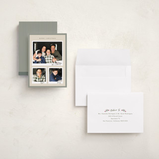 This is a cream holiday photo cards with standard by Robert and Stella called christmas classics printing on recycled smooth signature in grand