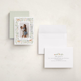 This is a cypress holiday photo cards with standard by Hannah Williams called festive woodland forest printing on recycled smooth signature in grand