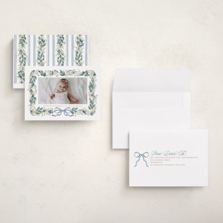 This is a blueberry holiday photo cards with standard by Jackie Crawford called watercolor bow garland printing on recycled smooth signature in grand