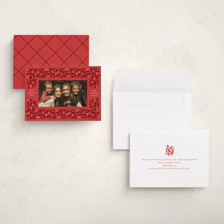 This is a holiday red holiday photo cards with standard by Olivia Kanaley Inman called bramble printing on recycled smooth signature in grand