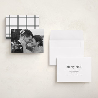 This is a snow holiday photo cards with standard by Megan Davis called eternally merry printing on recycled smooth signature in grand