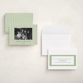 This is a sage holiday photo cards with standard by Alicia Schultz called soft ambience printing on signature in grand