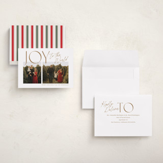 This is a butterscotch holiday photo cards with standard by Jackie Crawford called joyfully duo printing on recycled smooth signature in grand