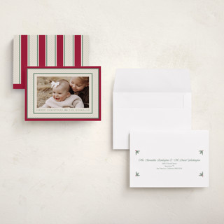 This is a stocking holiday photo cards with standard by Robert and Stella called polka dot frame printing on recycled smooth signature in grand