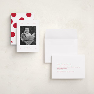 This is a santa suit holiday photo cards with standard by Blustery August called struffoli printing on recycled smooth signature in grand