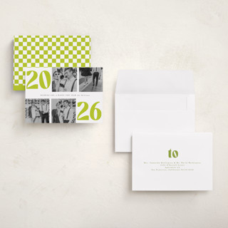 This is a lime holiday photo cards with standard by Baumbirdy called bold newyear printing on recycled smooth signature in grand