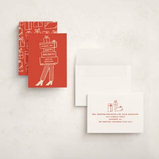 This is a stocking holiday photo cards with standard by Studio Suku called presents printing on signature in grand