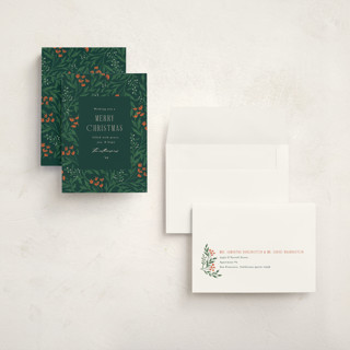This is a pine holiday photo cards with standard by Amy Kross called festive blooms printing on signature in grand