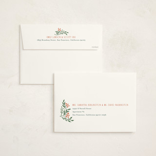 This is a pine holiday photo cards with standard by Amy Kross called festive blooms printing on signature in grand