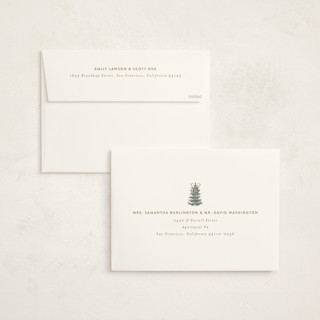 This is a champagne holiday photo cards with standard by Angela Garrick called festive forest printing on signature in grand