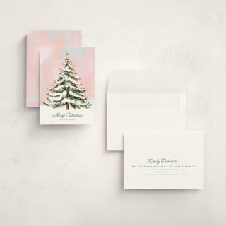 This is a winter sunrise holiday photo cards with standard by Petra Kern called the tree printing on signature in grand
