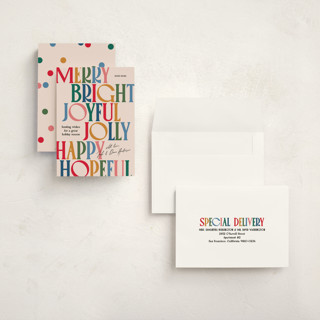 This is a gumdrop holiday photo cards with standard by Owl and Toad called colorful characters printing on signature in grand