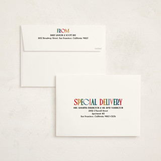 This is a gumdrop holiday photo cards with standard by Owl and Toad called colorful characters printing on signature in grand