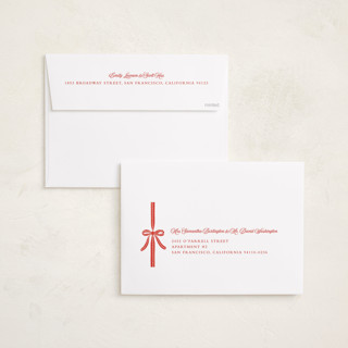 This is a candied apple holiday photo cards with standard by Olivia Raufman called dotted ribbon printing on recycled smooth signature in grand