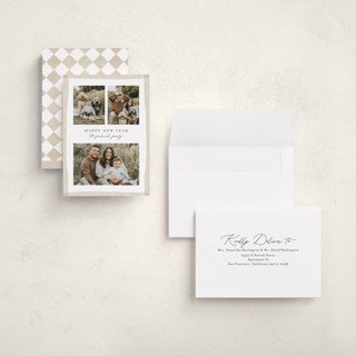 This is a wool holiday photo cards with standard by Jackie Crawford called watercolor border frame printing on recycled smooth signature in grand