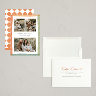 This is a sunshine holiday photo cards with standard by Jackie Crawford called watercolor border frame printing on recycled smooth signature in grand