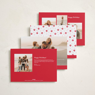This is a cherry holiday photo cards with standard by Everett Paper Goods called here comes santa paws printing on recycled smooth signature in grand
