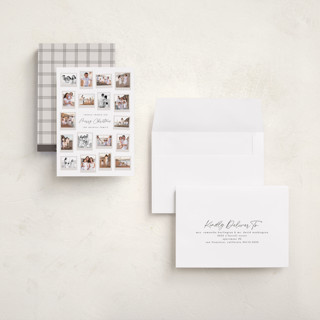 This is a snowflake holiday photo cards with standard by Hooray Creative called many merry moments printing on recycled smooth signature in grand