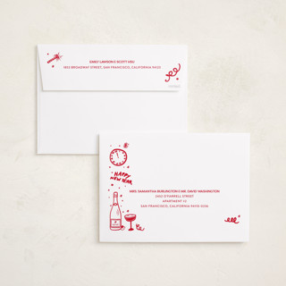 This is a holly berry holiday photo cards with standard by Erika Firm called new year cheer doodles printing on recycled smooth signature in grand