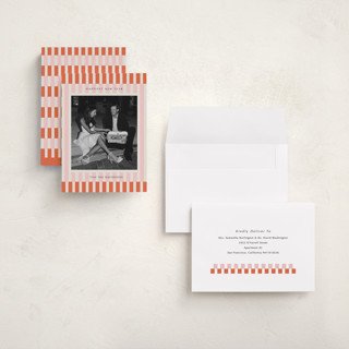 This is a orangesicle holiday photo cards with standard by Jackie Crawford called modern double stripe frame printing on recycled smooth signature in grand