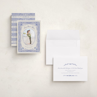 This is a blue jay holiday photo cards with standard by Lucrecia Caporale called cheerful frame printing on recycled smooth signature in grand